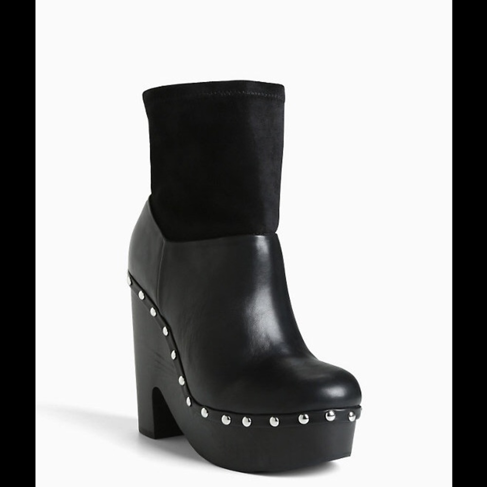 Torrid Mixed Fabric Block Heel Boots (Wide Width)